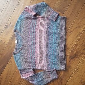 GAP 100% Cotton Women's Marl Knit Boat Neck Sweater Multicolour Size XL